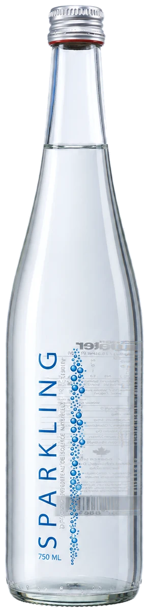 Clear 750 ml sparkling glass bottle